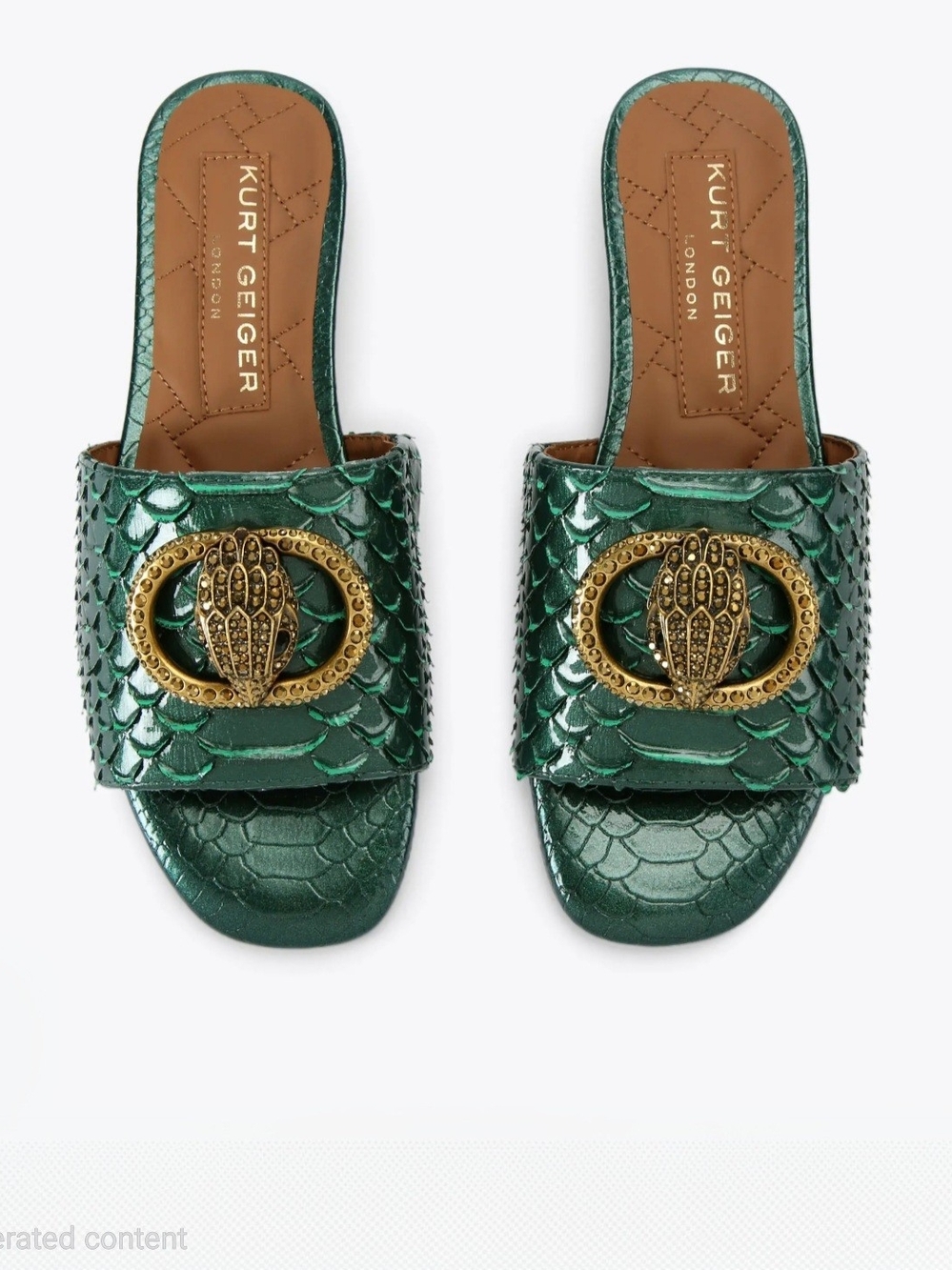 Kurt Geiger London Kensington Slide Sandals Green & Gold EU 37